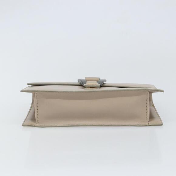 GUCCI Clutch Bag Leather Outlet Beige Gold Auth bs32278